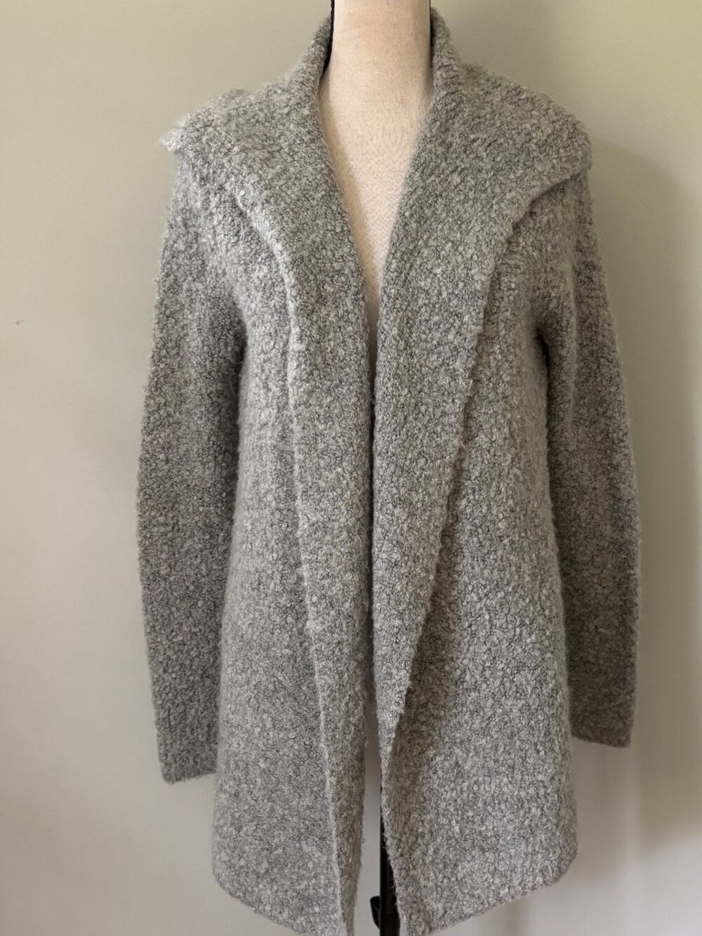 Joie "Handwyn" Grey Boucle Hooded Open-Front Cardigan — Size S Like New